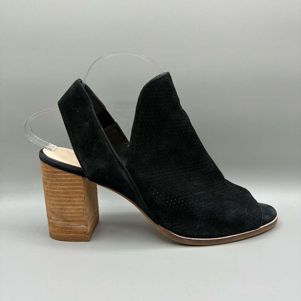 Cole Haan Callista Suede Sandals Women’s 10B Black Perforated Open Toe Heels